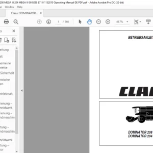 CLAAS DOMINATOR 208 MEGA III DOMINATOR 204 MEGA III PLUS Betriebsanleitung - PDF DOWNLOAD (German)