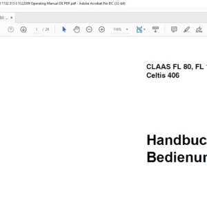 CLAAS FL 80 FL 100 Frontlader Celtis 406 Handbuch für Bedienung- PDF DOWNLOAD (GERMAN)
