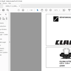 CLAAS FOLDING CUTTERBAR 4.50 M – 5.40 M LEXION REPAIR MANUAL - PDF DOWNLOAD