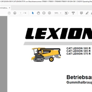 CLAAS Gummihalbraupe CAT LEXION 595 R CAT LEXION 585 R CAT LEXION 575 R Betriebsanleitung- PDF DOWNLOAD (GERMAN)