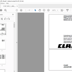 CLAAS JAGUAR 880 - 820 Remote control for knife sharpening and electric shearbar adjustment Fitting Instructions Manual DE_EN_FR_