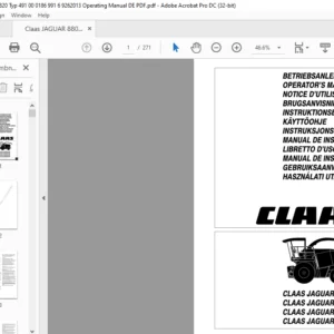 CLAAS JAGUAR 880 860 840 820 Betriebsanleitung- PDF DOWNLOAD (GERMAN)