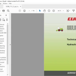 CLAAS JAGUAR 900 - 830 JAGUAR 900 - 830 PROFISTAR JAGUAR 900 - 830 SPEEDSTAR Hydraulic& Technical Service Manual