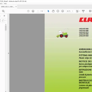 CLAAS JAGUAR 900 890 870 850 830 Plastic strips for compression roller Fitting Installation Instructions Manual _DE_EN_FR