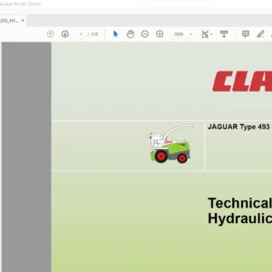CLAAS JAGUAR Type 493 Technical & Hydraulic System Service Manual - PDF DOWNLOAD