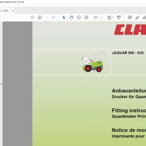 CLAAS Jaguar 900-830 Quantimeter Printer Fitting Instruction Manual_DE_EN_FR