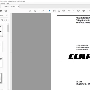 CLAAS LEXION 410/405 CLAAS-Straw Chopper Fitting Instructions Manual_DE_EN_FR