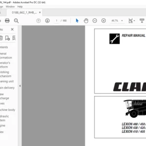 CLAAS LEXION 460 / 450 / 440 LEXION 430 / 420 / 415 LEXION 410 / 405 REPAIR MANUAL - PDF DOWNLOAD
