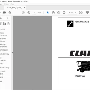 CLAAS LEXION 480 REPAIR MANUAL - PDF DOWNLOAD