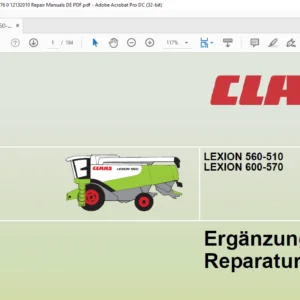 CLAAS LEXION 560-510 LEXION 600-570 Ergänzung zum Reparaturhandbuch- PDF DOWNLOAD (German)