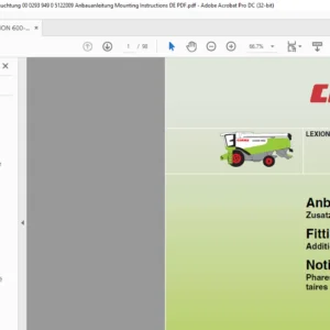CLAAS LEXION 600 - 510 Additional Working Lights Fitting Instructions Manual _DE_EN_FR- PDF DOWNLOAD