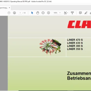 CLAAS LINER 470 S LINER 430 S LINER 390 S LINER 350 S Zusammenbau- und Betriebsanleitung - PDF DOWNLOAD
