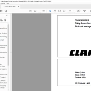 CLAAS Lexion 480 - 410 Video System Fitting Instruction Manual_DE_EN_FR