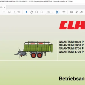CLAAS QUANTUM 6800 P QUANTUM 5800 P QUANTUM 5700 P QUANTUM 4700 P Betriebsanleitung- PDF DOWNLOAD (GERMAN)