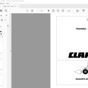 CLAAS RANGER 920 - 975 Plus TRAINING  Technical Manual - PDF DOWNLOAD
