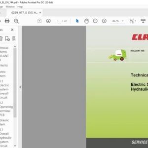 CLAAS ROLLANT 160 Electric System & Hydraulic Technical Service Manual - PDF DOWNLOAD