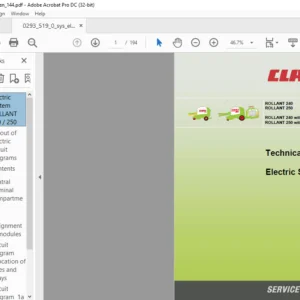 CLAAS ROLLANT 240 ROLLANT 250 ROLLANT 240 with UNIWRAP ROLLANT 250 with UNIWRAP Electric System & Technical Manual