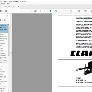 CLAAS ROLLANT 250 ROLLANT 250 ROTO CUT INSTALLATION INSTRUCTIONS MANUAL_DE_EN_FR