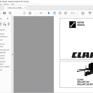 CLAAS ROLLANT 250 ROLLANT 250 ROTO CUT REPAIR MANUAL – PDF DOWNLOAD