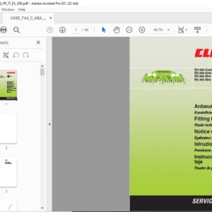 CLAAS RU 600 Contour RU 600 Auto ContourRU 600 Xtra RU 450 Xtra Plastic hold-down device Fitting Instructions Manual
