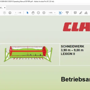 CLAAS SCHNEIDWERK 3.90 M – 9.00 M  LEXION II Betriebsanleitung - PDF DOWNLOAD (GERMAN)
