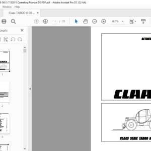 CLAAS SERIE TARGO K Betriebsanleitung - PDF DOWNLOAD (GERMAN)