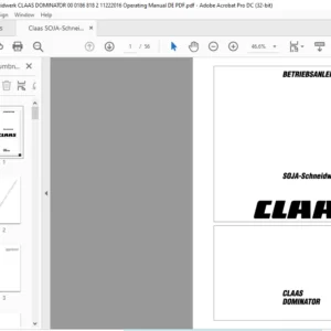 CLAAS SOJA-Schneidwerk CLAAS DOMINATOR Betriebsanleitung- PDF DOWNLOAD (GERMAN)