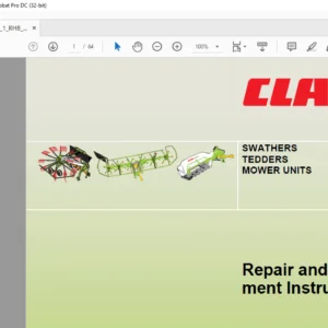 CLAAS SWATHERS TEDDERS MOWER UNITS LEXION REPAIR MANUAL - PDF DOWNLOAD