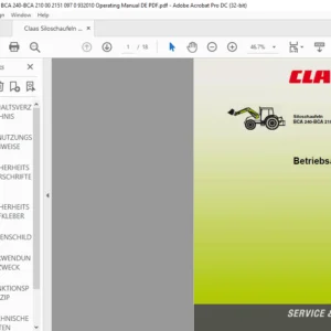 CLAAS Siloschaufeln BCA 240-BCA 210 Betriebsanleitung - PDF DOWNLOAD (german)