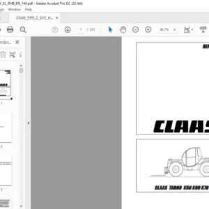 CLAAS TARGO K50 K60 K70 HYDRAULICS &ELECTRICS TECHNICAL REPAIR MANUAL - PDF DOWNLOAD