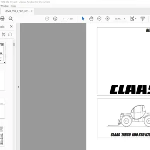 CLAAS TARGO K50 K60 K70 Hydraulic & Electrics Technical Repair Manual - PDF DOWNLOAD
