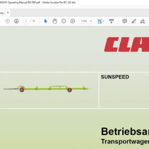 CLAAS Transportwagen SUNSPEED Betriebsanleitung- PDF DOWNLOAD (GERMAN)