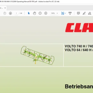 CLAAS VOLTO 740 H / 740 HR VOLTO 64 / 640 H / 640 HR Betriebsanleitung - PDF DOWNLOAD (GERMAN)