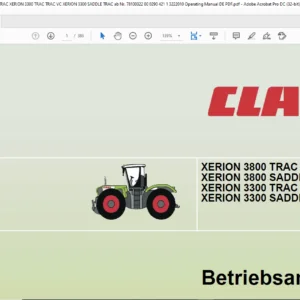 CLAAS XERION 3800 TRAC / TRAC VC 3800 SADDLE TRAC 3300 TRAC / TRAC VC 3300 SADDLE TRAC Betriebsanleitung - PDF DOWNLOAD (GERMAN)