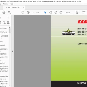 Claas DISCO 3050 FC PLUS 3050 FC DISCO 3050 F PLUS DISCO 3050 F DISCO 3000 FC Betriebsanleitung - PDF DOWNLOAD (GERMAN)