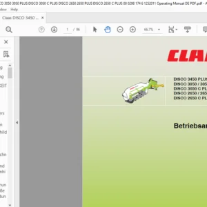 CLAAS DISCO 3450 PLUS DISCO 3050 / 3050 PLUS DISCO 3050 C PLUS DISCO 2650 / 2650 PLUS DISCO 2650 C PLUS Betriebsanleitung Manual- PDF DOWNLOAD (German)