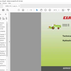 CLASS Dominator 140 Dominator 150 Technical Systems& Hydraulic Service Manual  - PDF DOWNLOAD