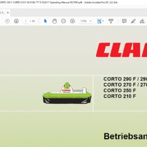 Class CORTO 290 F  290 FN CORTO 270 F  270 FN CORTO 250 F CORTO 210 F Betriebsanleitung - PDF DOWNLOAD (GERMAN)