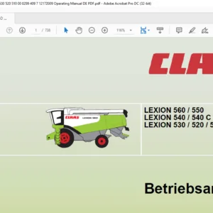 Class LEXION 560 / 550 LEXION 540 / 540 C LEXION 530 / 520 / 510 Betriebsanleitung - PDF DOWNLOAD (German)