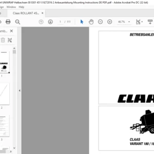 Claas 180/180 RC Anbauanleitung Manual-PDF DOWNLOAD (GERMAN)