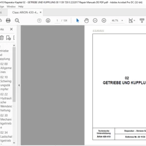 Claas Arion 430-410 02-GETRIEBE UND KUPPLUNG Reparaturhandbuch- PDF DOWNLOAD (German)