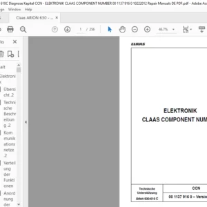 Claas Arion 630-610 C CCN- ELEKTRONIK CLAAS COMPONENT NUMBER Reparaturhandbuch- PDF DOWNLOAD (German)
