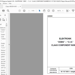 Claas Arion 640-510 ELEKTRONIK “CEBIS” – “C.I.S.” CLAAS COMPONENT NUMBER Reparaturhandbuch- PDF DOWNLOAD