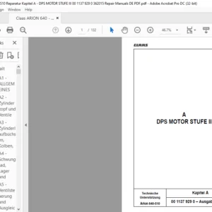 Claas Arion 640-510 Kapitel A – DPS MOTOR STUFE III Reparaturhandbuch- PDF DOWNLOAD (GERMAN)