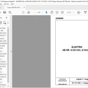 Claas Arion 640-510 Kapitel F – Diagnose ELEKTRIK (AB NR.A1801259 - A1902417) Reparaturhandbuch- PDF DOWNLOAD (GERMAN)