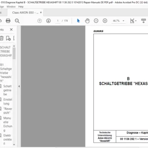 Claas Axion 850-810 B -SCHALTGETRIEBE "HEXASHIFT" Reparaturhandbuch- PDF DOWNLOAD (German)