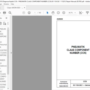 Claas Axion 850-810 CCN- PNEUMATIK CLAAS COMPONENT NUMBER (CCN) Reparaturhandbuch- PDF DOWNLOAD (GERMAN)