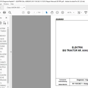 Claas Axion 850-810 Diagnose – Kapitel F ELEKTRIK (No. A0902431) Reparaturhandbuch- PDF DOWNLOAD