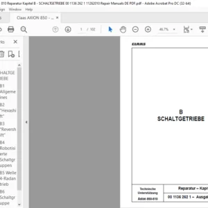 Claas Axion 850-810 Reparatur – Kapitel B-SCHALTGETRIEBE Reparaturhandbuch- PDF DOWNLOAD (German)