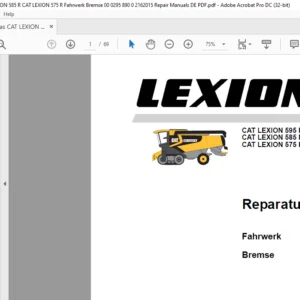 Claas CAT LEXION 595 R CAT LEXION 585 R CAT LEXION 575 R REPARATUR HANDBUCH - PDF DOWNLOAD (GERMAN)